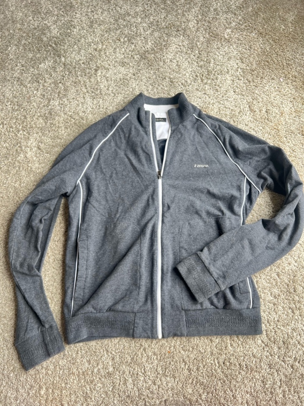 Z Zegna Gray Zip Track Jacket. Size L